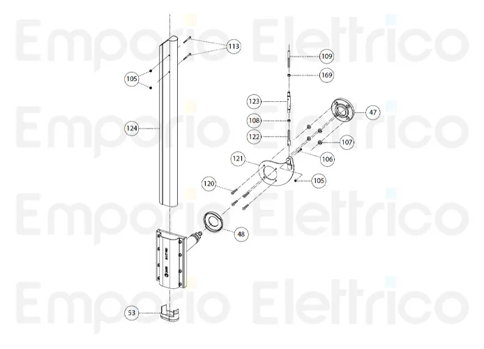 fadini ricambio asta r532 in alluminio da 2,10 m per bayt 980 97124