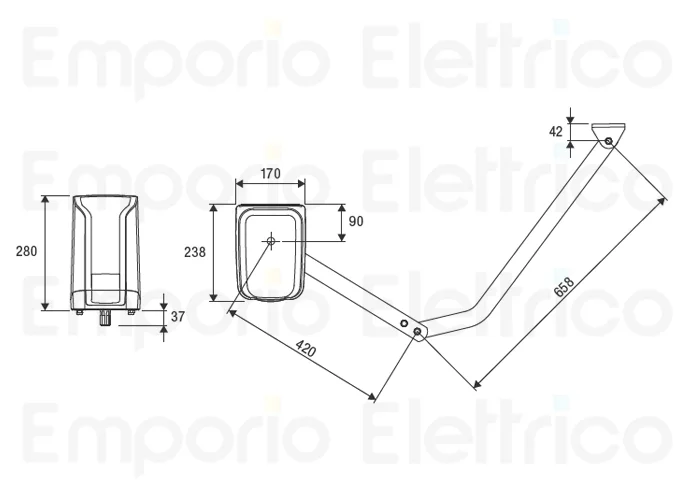 beninca motoriduttore con braccio articolato 24v sam.e24 plus 959007007 