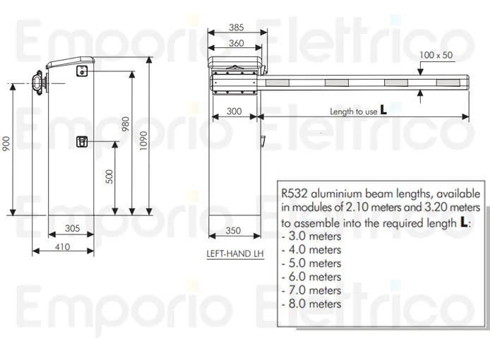 fadini 5.30 m aluminium pole with two pieces, a module and LEDs 9864l