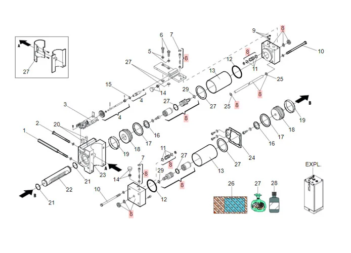 faac ricambio gruppo flange e tubo 760 cr 63003360