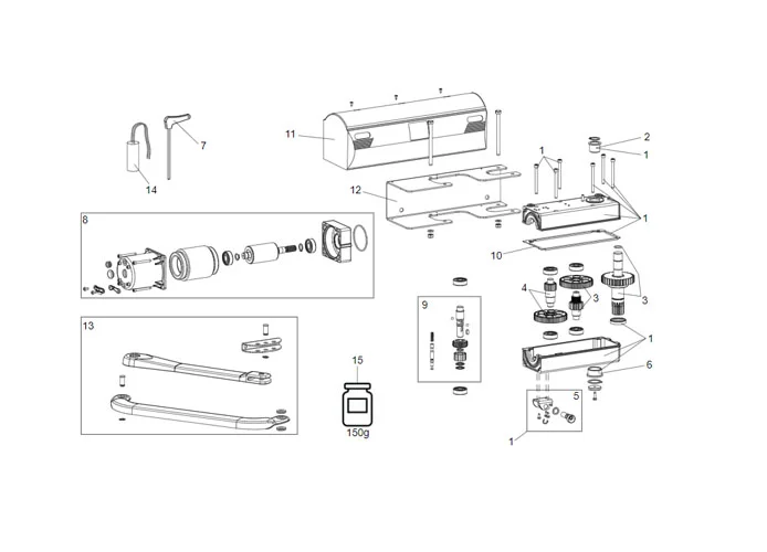 faac spare parts page for motor 390 230V