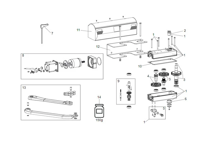 faac spare parts page for motor 390 24v