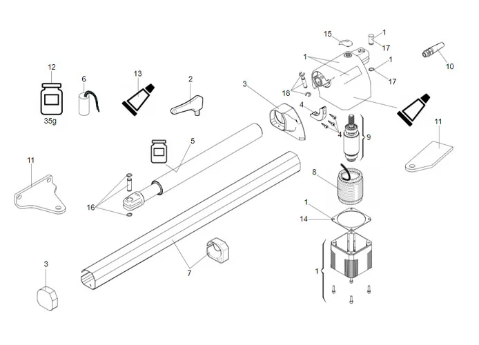 faac spare parts page for motor 412 dx