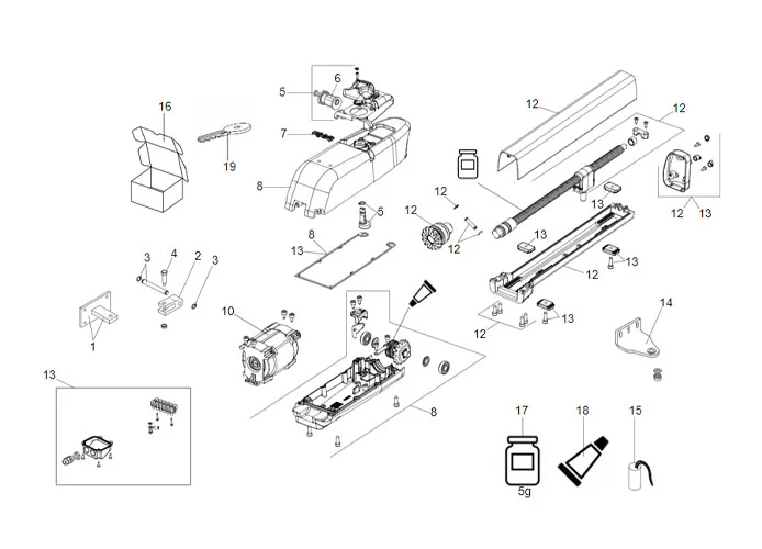 faac spare parts page for motor 413 230 v