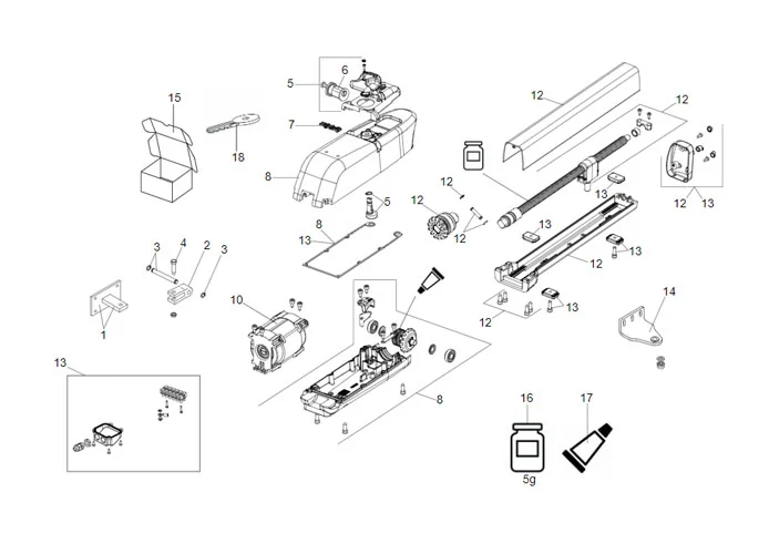 faac spare parts page for motor 413 24v