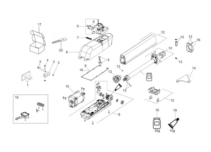 faac spare part page for motor 415 24v