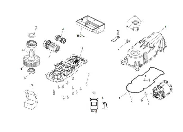 faac spare parts page for motor 770n 230v