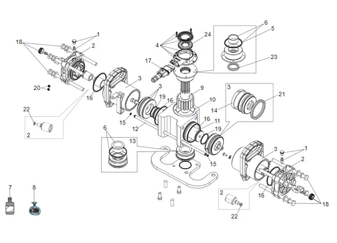 faac spare parts page for motor s700h jack 100°