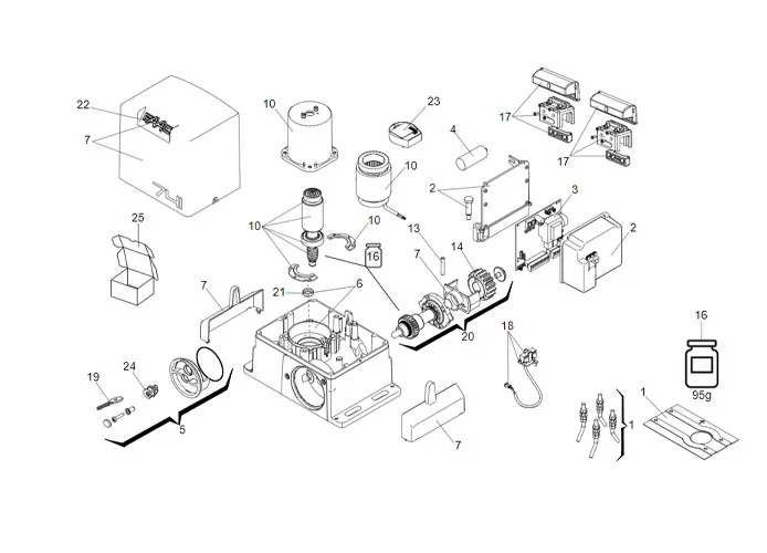 faac spare parts page for motor 741