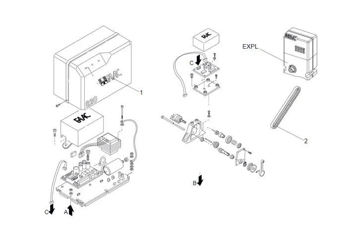 faac spare parts page for motor 820 emc