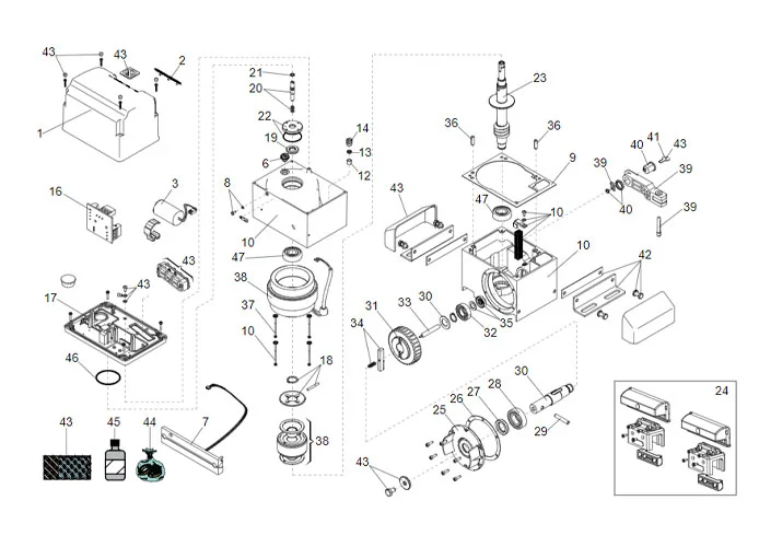 faac spare parts page for motor 844 r rev