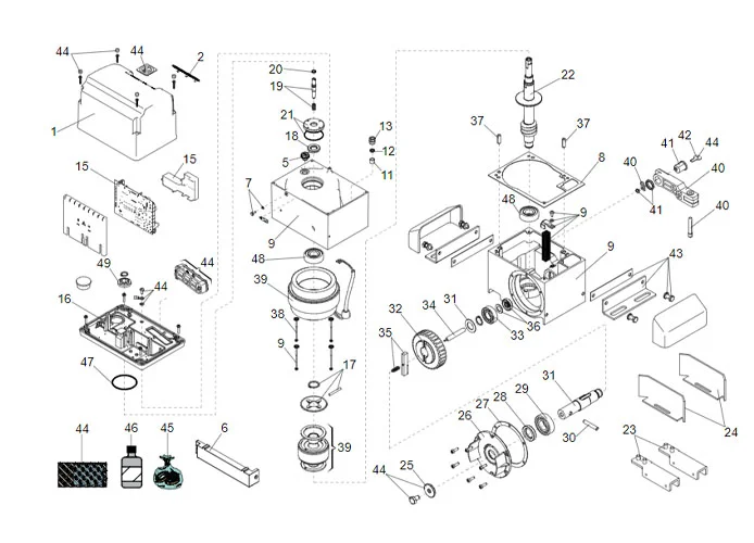 faac spare parts page for motor 844 er 3ph