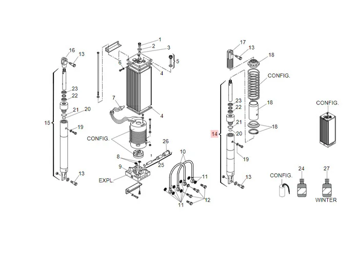 faac ricambio cilindro tuffante 640 con forcella filet 63003418