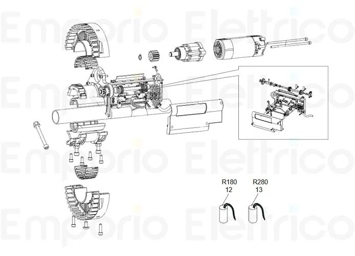 faac pagina ricambi per motore r180/r280