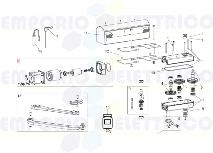 faac spare part motor 390/550 l/breeze l 230v 63003170