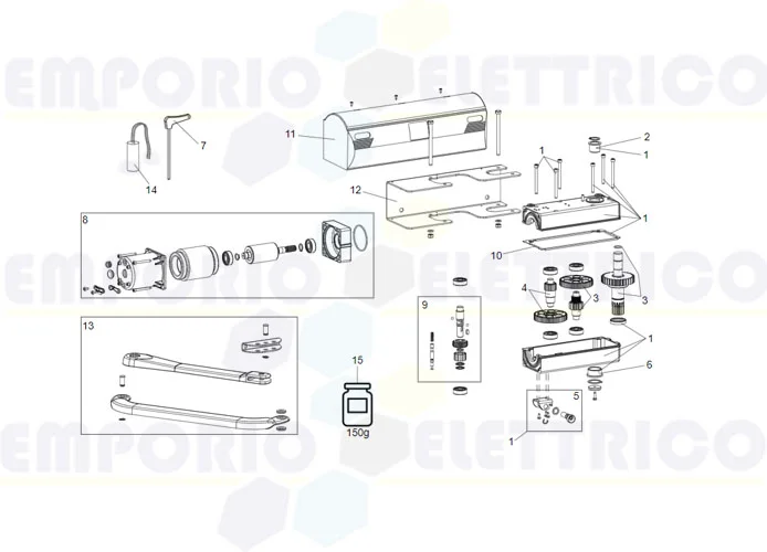 faac spare parts page for motor 390 230V