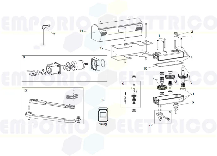 faac spare parts page for motor 390 24v