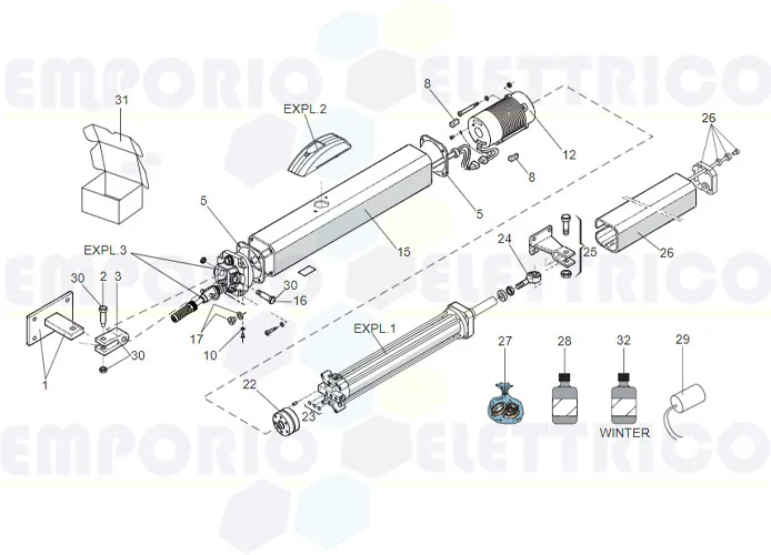 faac spare parts page for motor 400 cbac r