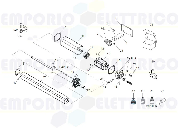 faac spare parts page for motor 402 sb