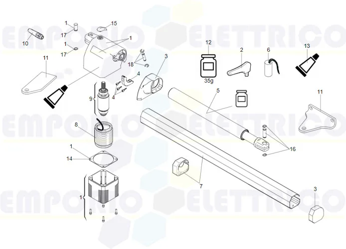 faac spare part page for motor 412 sx