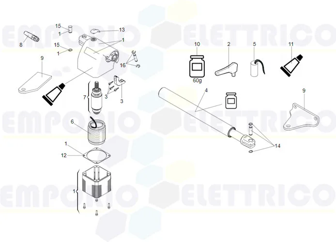 faac spare parts page for motor 412 sx 400