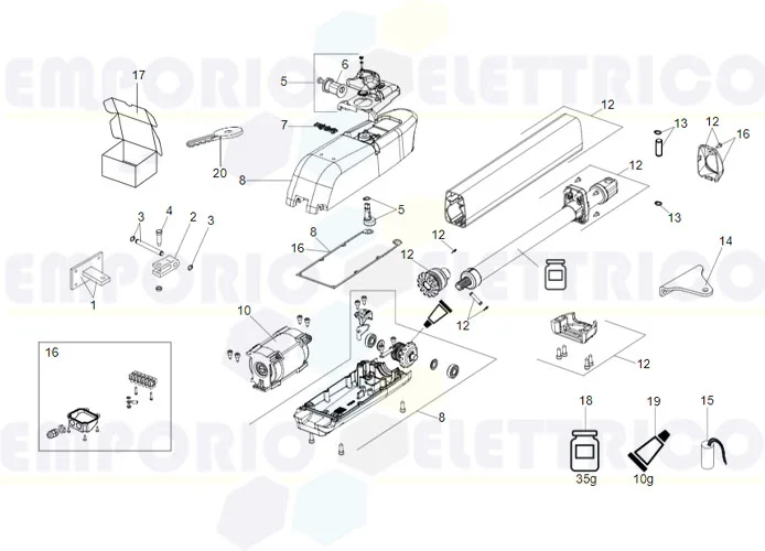 faac spare part page for motor 415 230v