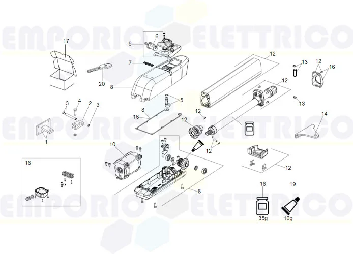 faac spare part page for motor 415 24v