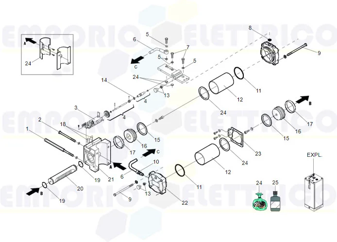 faac spare parts page for motor 760 sb sr restyling