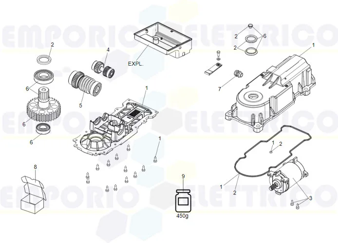 faac spare parts page for motor 770n 24v