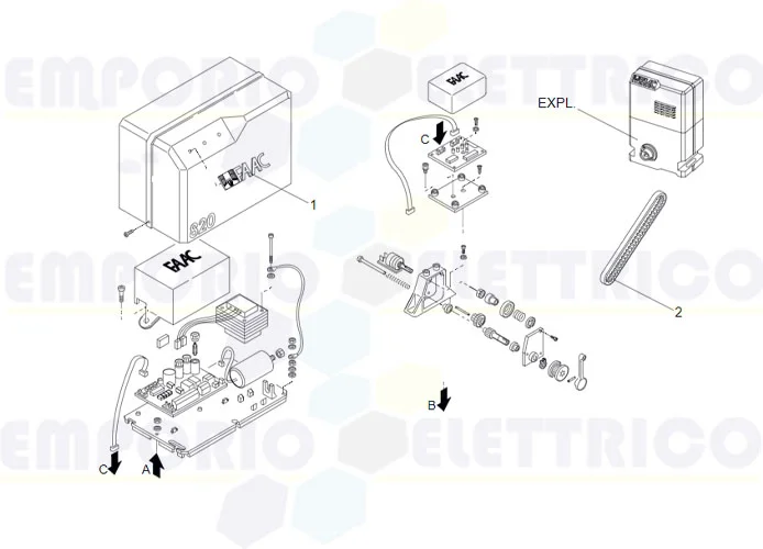 faac spare parts page for motor 820 emc