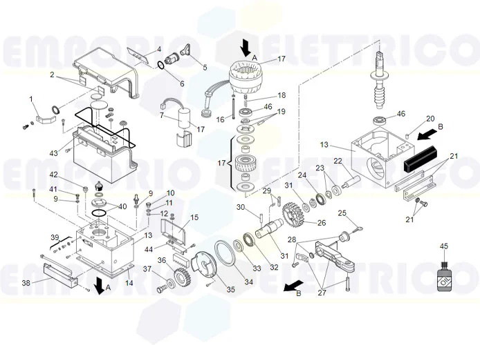 faac spare parts page for motor 844 mc