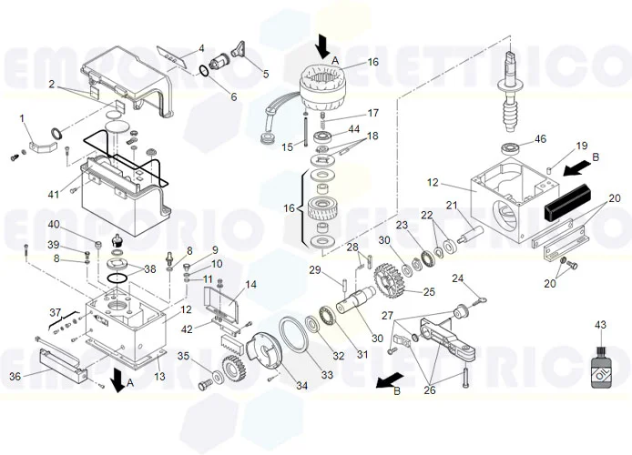 faac spare parts page for motor 844 mc 3ph