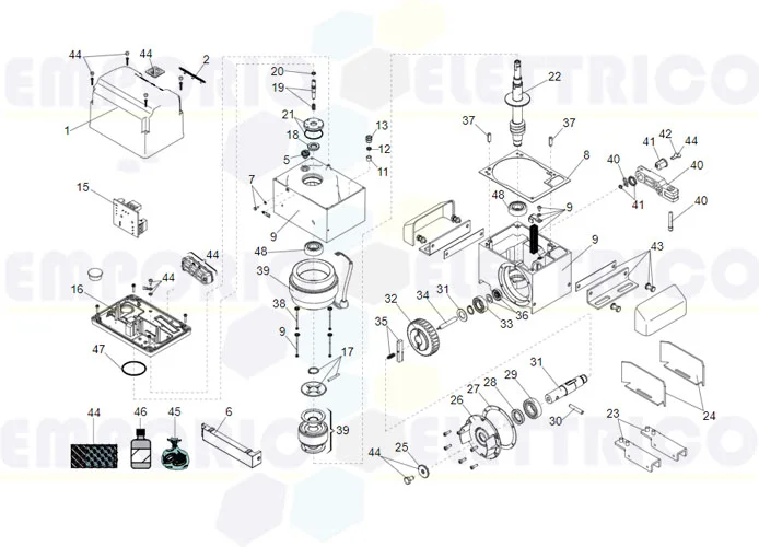 faac spare parts page for motor 844 r 3ph 400v