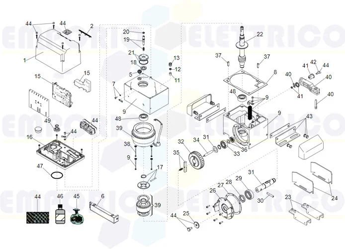 faac spare parts page for motor 844 er 3ph