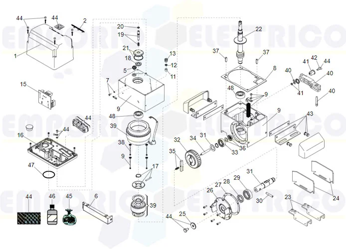 faac spare parts page for motor 844 r 3ph 230v