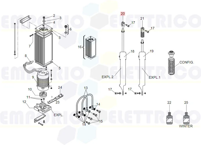 faac ricambio forcella x 620-640 c/snodo 7221035