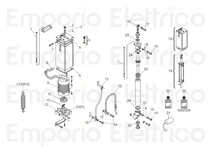 faac pagina ricambi per barriere 615 bpr standard